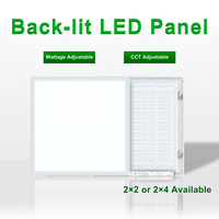 Plafonnier LED plat rétroéclairé à montage en surface, 1x4, 2x2, 2x4 pieds, 3 puissances, 3 températures de couleur commutables, 277/347V, dimmable