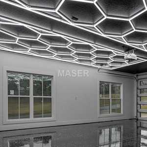 Iluminación LED Hexagonal 5CCT, Lámpara de Techo Tipo Panal para Garaje, Estación de Detallado de Automóviles, Taller, Sistema de 15 Rejillas - Product Image 2