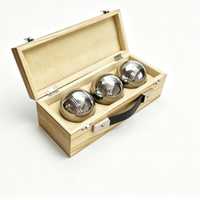 Kit de pétanque en bois avec 3 boules en acier inoxydable de 73 mm, jeu de pelote pour l'extérieur avec logo personnalisé