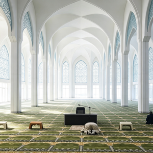 Tappeto da Preghiera per Moschea a Tutta Parete, Design Geometrico ad Arco Simmetrico, Impermeabile e Antimuffa per <span class=keywords><strong>Sala</strong></span> di Preghiera dell'Accademia Islamica - Product Image 5