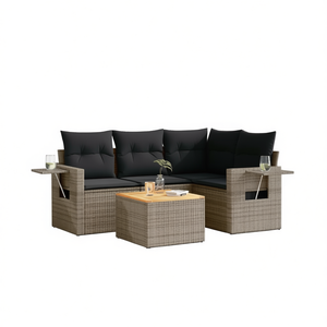 Conjunto de Sofá de Jardín de Ratán Gris de 4 Plazas, Muebles de Exterior Resistentes a la Intemperie, Diseño Contemporáneo - Product Image 1