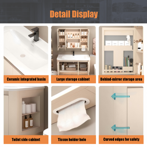Mueble de Baño Moderno de Aluminio para Montar en la Pared con Lavabo de Cerámica y Espejo Inteligente para Apartamento, Hotel o Casa de Campo - Product Image 3