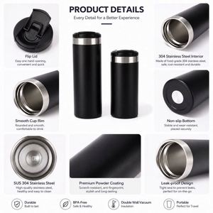 Custom 350ml 500ml Reusable Coffee Cup Tea Insulated Tumbler Drinks 12oz 16oz Straight Bottle Stainless Steel Vacuum Travel Mug - Product Image 2
