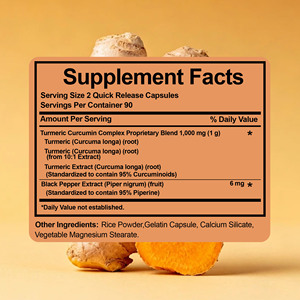Complément standardisé à haute absorption pour le confort et la santé des articulations, avec complexe de curcuma et curcumine et extrait de poivre noir en capsules - Product Image 2