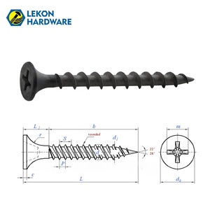 Tornillos para <span class=keywords><strong>Pladur</strong></span> LEKON <span class=keywords><strong>de</strong></span> Rosca Gruesa, Fosfatados en Negro, C1022A, Cabeza <span class=keywords><strong>de</strong></span> Trompeta, Rosca Cruzada, Autorroscantes - Product Image 3