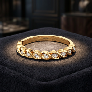 Élégante alliance de mariage torsadée en diamant de laboratoire, or 10K 14K 18K, argent 925 935 rhodié, bijoux de fiançailles pour femme - Product Image 1
