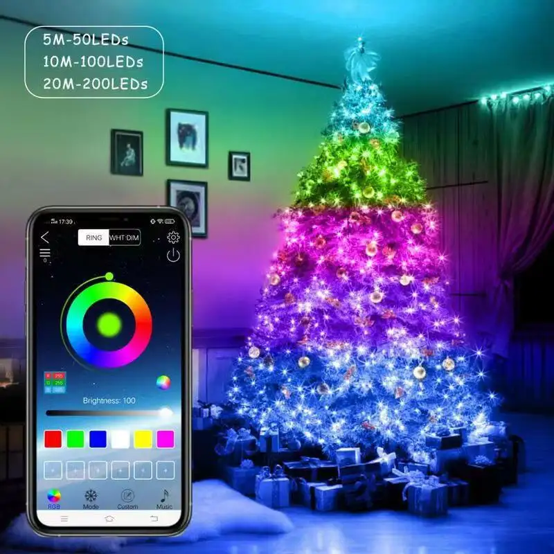 Led App Control Universal Rgb Light Tree Christmas Tree Rgb Lights Smart Christmas Lights