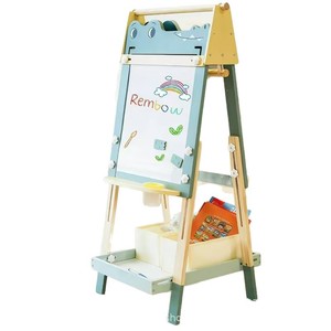Caballete de madera para niños, tablero de dibujo magnético de doble cara, ajustable para 2 a 4 años, unisex - Product Image 5