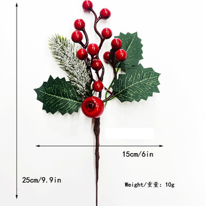 Décorations de Noël artificielles : brindilles de fleurs rouges, cônes de pin, branches de houx et neige artificielle pour les fêtes - Product Image 4