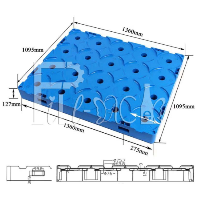 Customized Color 5 Layer Bottom Recycled Plastic Pallet For 5 Gallon Water Bottle