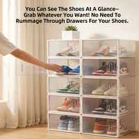 Boîte de rangement pour chaussures avec logo client, présentoir à chaussures, boîte de rangement pour baskets, boîte de rangement transparente en acrylique avec ouverture frontale, organisateur de chaussures en plastique