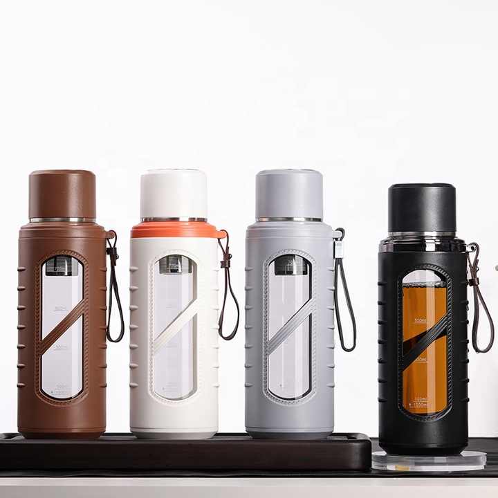 Hydration Bottle With Scale BTBHIHO 2L Water Bottle - With Stainless Steel  Filter, Leakproof, Heat Resistant, Scale & Handle For Travel/Office Glass  Tea Infuser