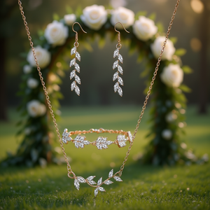 Wedding Bridal <b>Crystal</b> Rhinestone <b>Set</b> Includes Backdrop Necklace Dangle Earrings Bracelet Model D0100HE3NAV - Product Image 2