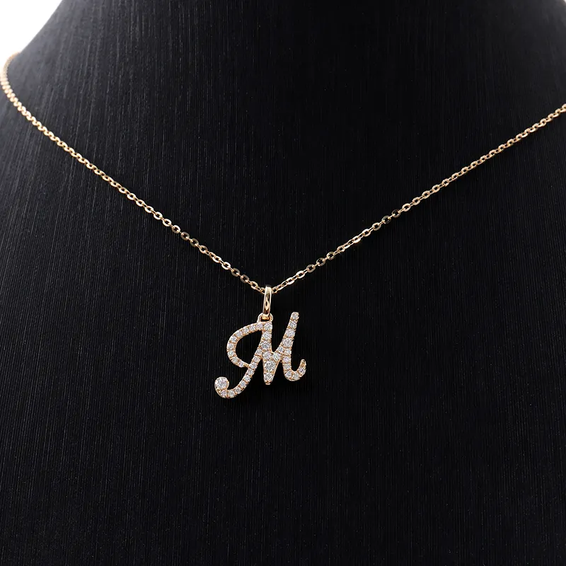 Personalised Letter Necklace Pendent with Moissanite Diamond 14K 18K Gold Alphabet Necklace For Men Women Birthday Gift