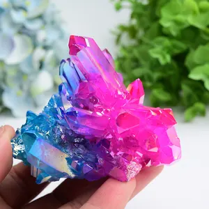 Rosa & azul aura cristal clusters forma em massa livre atacado