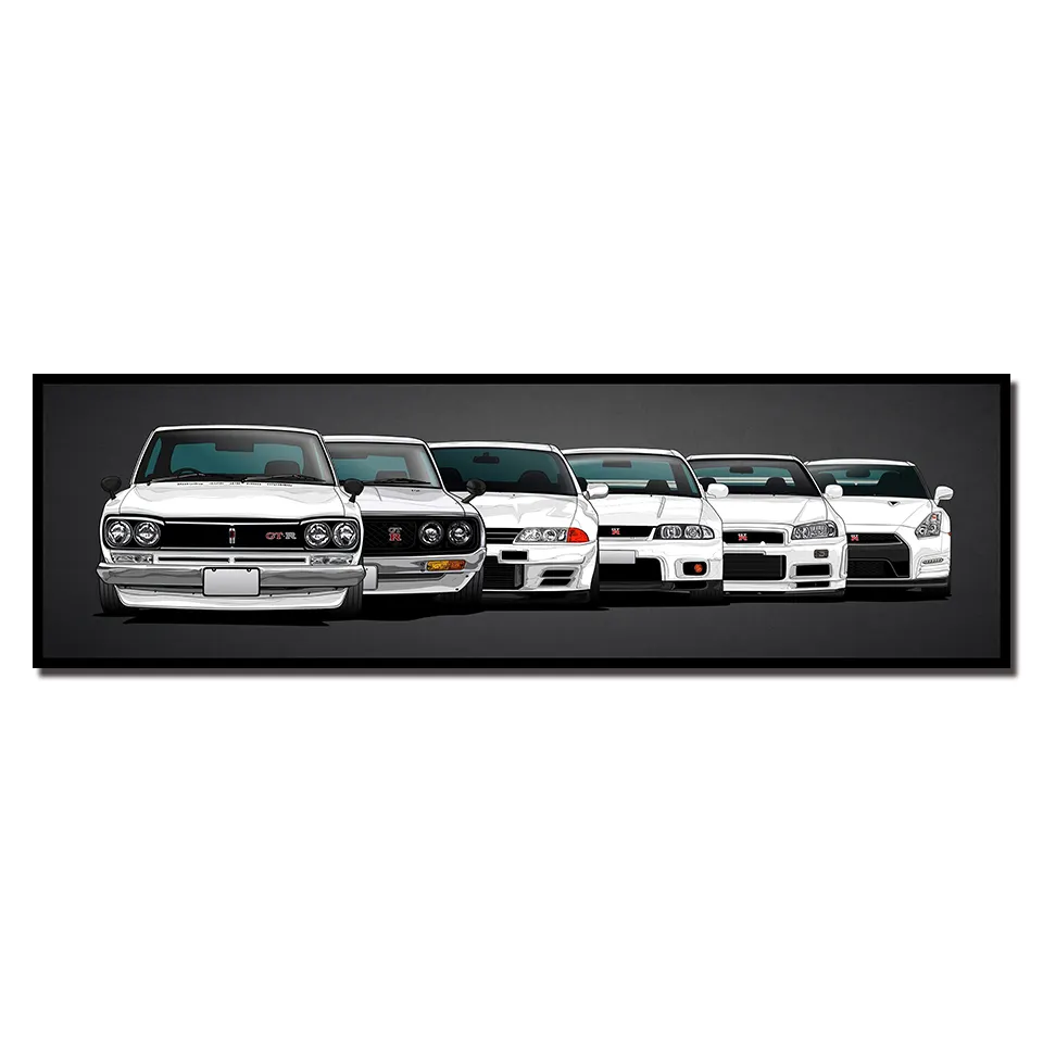 HONGYA Tranh Canvas HD In Modular Tác Phẩm Nghệ Thuật Hiện Đại Nissan Skyline Gtr Hình Ảnh Xe Cạnh Giường Trang Chủ Trang Trí Tường Nghệ Thuật Poster