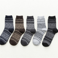 Winter Calcetines Gruesos Hombre Snowflake Chaussettes confortables pour hommes Angora Rabbit Wool
