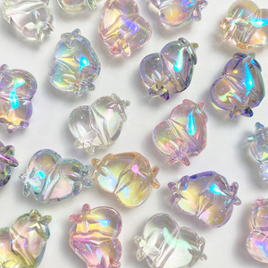 Cuentas acrílicas de corazón cruzado UV de colores transparentes de alto brillo para pulsera DIY, accesorios para collar, materiales hechos a mano - Product Image 5