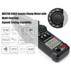 Nouveau multimètre à pince numérique 600A, testeur de courant alternatif, véritable valeur efficace, plage automatique, résistance, diode, multimètre numérique à pince - Product Image 6