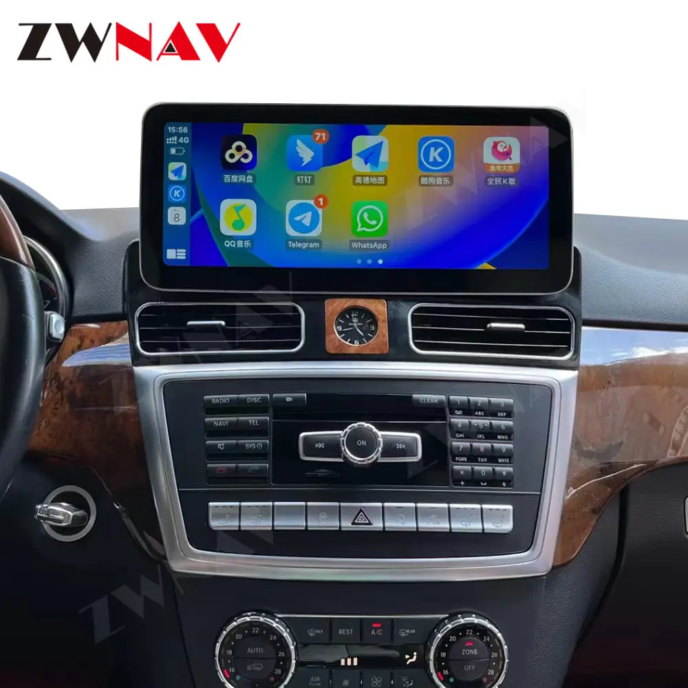 ZWNAV 12.3 Polegada Touch Screen Android 12 Car DVD Player Navegação GPS Com Carplay Rádio Estéreo Para Mercedes Benz ML Car Video