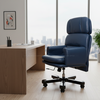 HAOSEN A019 Chaise de bureau classique confortable pour la maison, chaise pivotante de luxe à dossier haut, chaise de direction en cuir véritable