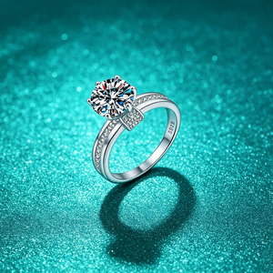GRA Certificate 925 Sterling <b>Silver</b> VVS1 D 2CT Brilliant Cut Moissanite Luxury Women's Eternity <b>Band</b> Prong Setting Rhodium <b>Ring</b> - Product Image 5