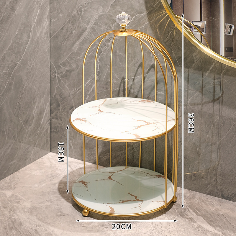 2 Tier Bird Cages Cake Stand Shelves Display Desktop Stand Bathroom Makeup Organizer Bathroom Storage Rack Shelf