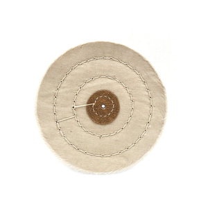 Roue <span class=keywords><strong>de</strong></span> polissage en coton blanc et jaune <span class=keywords><strong>de</strong></span> taille personnalisée pour le bois, le métal, le laiton, l'aluminium, le bronze et la pierre - Product Image 2