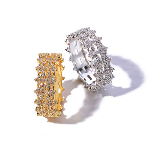 Factory Wholesale Genuine 18K Gold Plated 8mm <b>Iced</b> Eternity Band Moissanites S925 Silver Seamless Pave Set Hip Hop Custom B2B - Product Image 3
