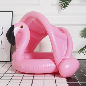 Gonflable bleu rose bébé natation flotteur eau jouet enfant natation piscine anneaux sûr PVC enfants flottant été avec auvent - Product Image 2