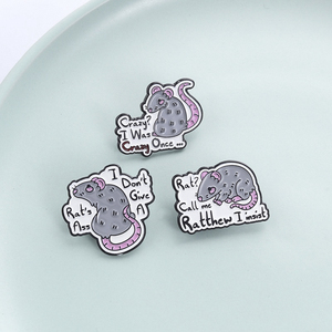 Crazy I Was Crazy Once Mouse Enamel Pins Humor Rat's <strong>Ass</strong> I Don't Give a Brooches Backpack Lapel Badge Jewelry Gifts for Friends - Product Image 1