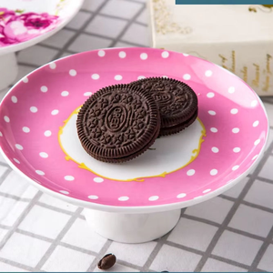 Petite assiette à fruits élégante en porcelaine fine de 6 pouces, mini, charmante, en céramique, pour dessert, gâteau, avec <span class=keywords><strong>pied</strong></span> - Product Image 2