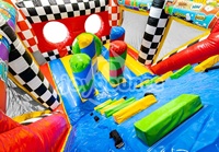 Parcours d'obstacles gonflable commercial à vendre, château gonflable pour enfants et adultes, jeu de course et de défi pour fêtes en plein air avec toboggan