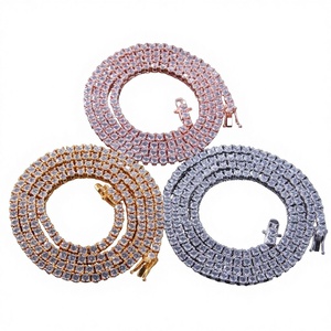 <span class=keywords><strong>Nuova</strong></span> Collana Hip-Hop in Argento 925 con Perle e Zirconi a Fila Singola, Catena Bamboo 3mm, Gioielli alla Moda - Product Image 1