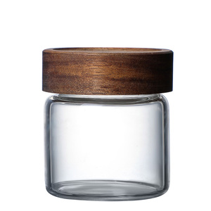 200ml 250ml Small Airtight Custom Glass Storage Jar Honey Glass Jar With Wooden Top