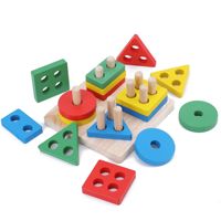 Juguetes de Madera Montessori para Niños y Niñas de 1 a 3 Años, Reconocimiento de Colores y Apilador de Formas, Juguete Educativo de Madera