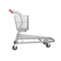 Chariot de manutention à grande poignée pour entrepôt, chariot à roulettes logistique en acier