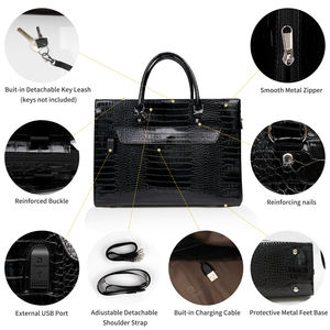 Relavel Sac à main <span class=keywords><strong>en</strong></span> <span class=keywords><strong>cuir</strong></span> imperméable pour professeur Sac à bandoulière pour ordinateur portable Sac fourre-tout avec USB Porte-documents <span class=keywords><strong>de</strong></span> travail - Product Image 4