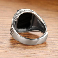 Bague ouverte en cuivre et onyx noir pour homme, motif gravé vintage, pierre précieuse rectangulaire, bijou tendance, cadeau