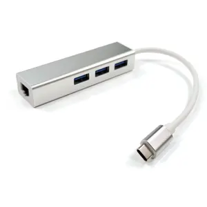 USB 3.1 usb-c型至网络电缆集线器3端口USB 3.1 RJ45适配器Type-C至RJ45