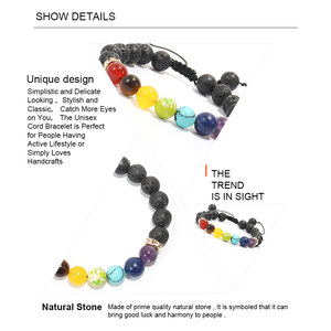 7 <span class=keywords><strong>Chakra</strong></span> 8mm braccialetto di guarigione in pietra naturale Stress rilievo Yoga perline ansia braccialetto braccialetto di pietra lavica Rock <span class=keywords><strong>Chakra</strong></span> bracciale - Product Image 4