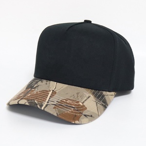 Topi bisbol datar 2 warna Sporty, topi bisbol bisnis 5 Panel 2 warna, topi unik katun Camo, topi terstruktur Vintage, topi Ayah - Product Image 1