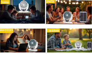 <span class=keywords><strong>Ventilador</strong></span> de Camping con Panel Solar, <span class=keywords><strong>Ventilador</strong></span> de Carpa Recargable con Batería y Bombillas LED, <span class=keywords><strong>Ventilador</strong></span> de Escritorio Portátil para Acampar al Aire Libre - Product Image 5