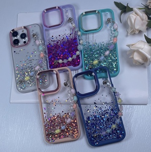 Long lanh chất lỏng lichicase sang trọng Bling máy ảnh màu Cát chảy TPU Gradient trở lại lấp lánh thời trang mới chống sốc điện thoại di động trường hợp - Product Image 1