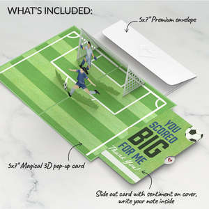 Biglietti d'Auguri 3D a Tema Calcio con Porta e Portiere Pop-up, Design per Regalo di Ringraziamento per Tifosi - Product Image 3