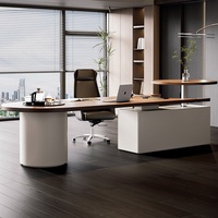 Bureau de direction réglable en hauteur en pin massif de Nouvelle-Zélande LBZ-136X avec table à thé intégrée, double usage pour conférence