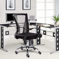 Chaise de bureau exécutive ergonomique moderne, confortable, pivotante, réglable en hauteur, dossier en maille noire, accoudoirs, pour bureau à domicile