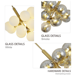 <span class=keywords><strong>Lampadario</strong></span> a Soffitto di Lusso in Ferro e Vetro, Lampada a Sospensione con <span class=keywords><strong>Sfere</strong></span> e Bolle, Facile Installazione - Product Image 6