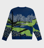 Pull Jacquard Homme 100% Coton Motif Paysage Tricoté Automne Hiver Décontracté Personnalisable Logo Vente en Gros Usine OEM