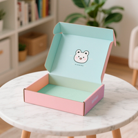 Boîte d'expédition en carton ondulé bleu bébé personnalisée, pliable, avec lamination mate et gaufrage, recyclable, emballage de produits cadeaux